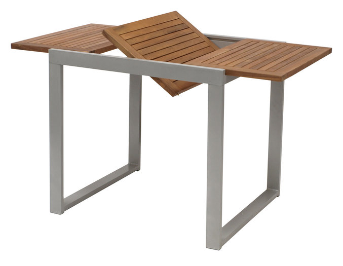 Tuintafel, 80/120x70cm, balkontafel, uittrekbaar, aluminium, acaciahout