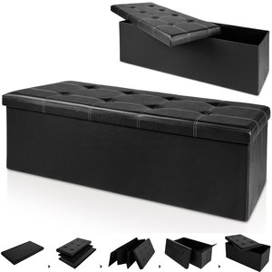 Poef, hocker, krukje, opbergsysteem, opvouwbaar, zwart - Somultishop Poef, hocker, krukje, opbergsysteem, opvouwbaar, zwart - Somultishop