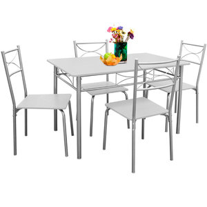 Eetkamer set , 4 eetkamerstoelen en tafel, zitgroep, wit Eetkamer set , 4 eetkamerstoelen en tafel, zitgroep, wit