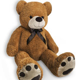 Teddybeer, 150cm, knuffel, knuffelbeer, bruin, met strik, pootafdruk, Valentijn_