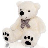 Teddybeer "Tommy" wit, 120 cm, knuffelbeer, pluche beer, valentijnsdag, cadeau, kado_